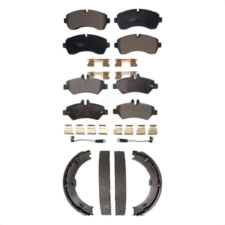 Transit Auto Front Rear Ceramic Brake Pads And Parking Shoes Kit For Sprinter 3500 Dodge Freightliner KTN-100914